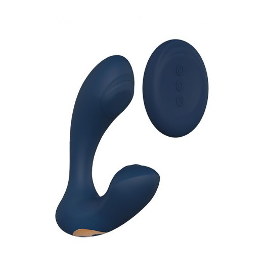 Синий массажер простаты BRONTES с 2 моторами и пультом Синий массажер простаты BRONTES с 2 моторами и пультом