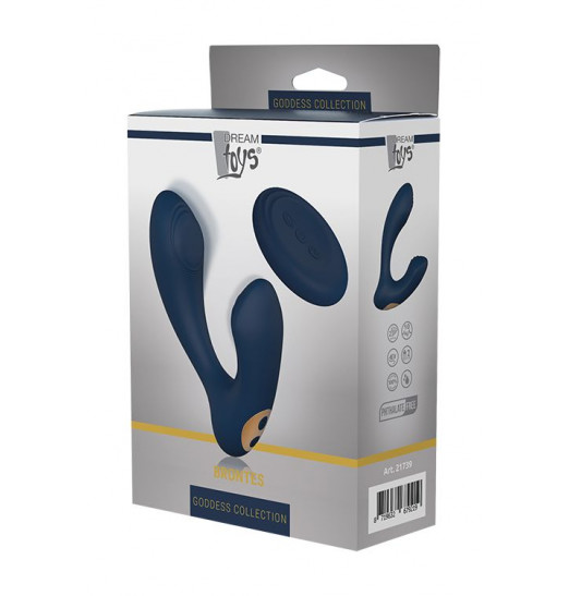 Синий массажер простаты BRONTES с 2 моторами и пультом Синий массажер простаты BRONTES с 2 моторами и пультом