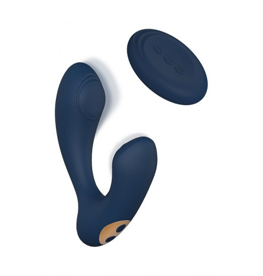 Синий массажер простаты BRONTES с 2 моторами и пультом Синий массажер простаты BRONTES с 2 моторами и пультом