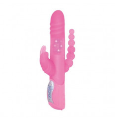 Розовый вибратор-кролик с анальным отростком E-RABBIT TRIPLE PLAY - 19 см.