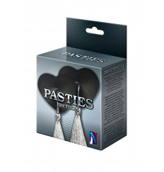 Черные пэстисы-сердечки с серебристыми кисточками