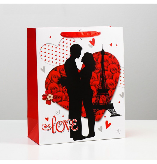 Подарочный пакет  Романтичная пара Love  - 32 х 26 см.