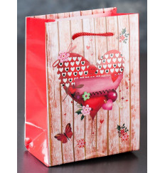 Подарочный пакет  Сердечко  - 15 х 12 см.