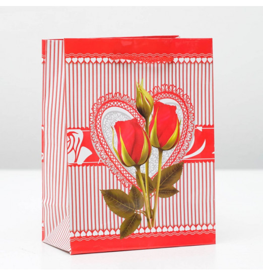 Подарочный пакет  От всего сердца  - 15 х 12 см.