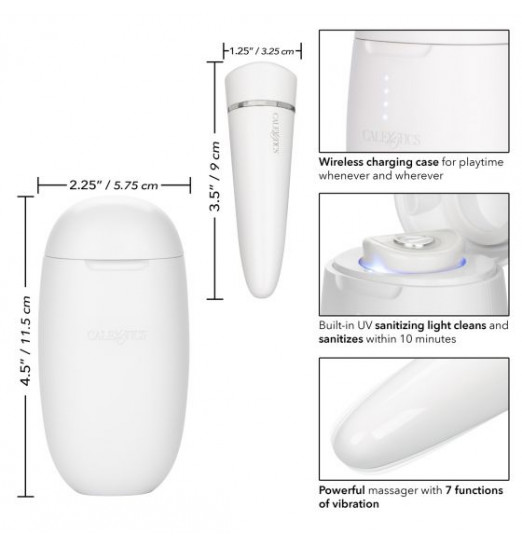 Белая вибропуля с чехлом для УФ-очистки My Pod - 9 см.