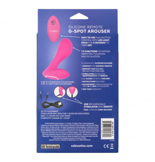 Розовый массажер G-точки Remote G Spot Arouser - 10,75 см.