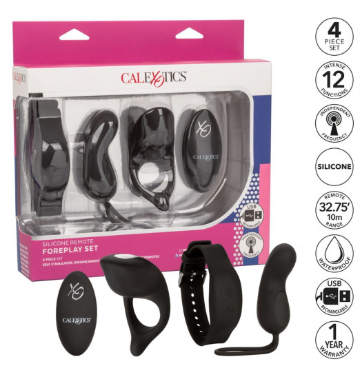 Черный вибронабор для двоих Silicone Remote Foreplay Set