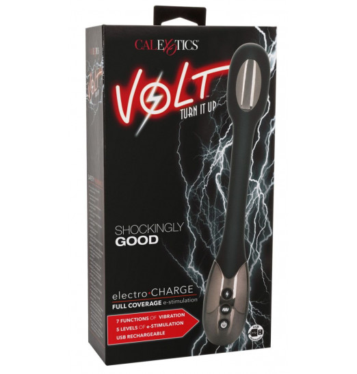 Черный гибкий вибромассажер с электростимуляцией Electro-Charge - 23,5 см.