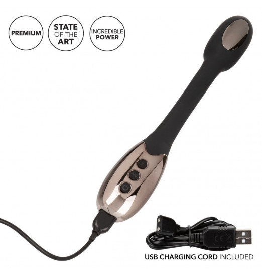 Черный гибкий вибромассажер с электростимуляцией Electro-Charge - 23,5 см.