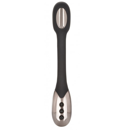 Черный гибкий вибромассажер с электростимуляцией Electro-Charge - 23,5 см.