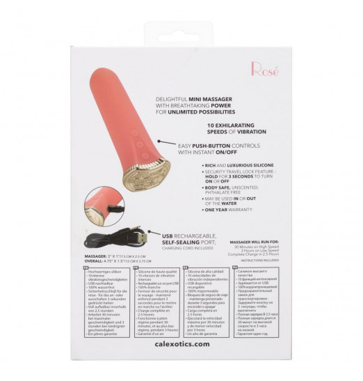 Нежно-розовый мини-вибромассажер Uncorked Rose - 12 см.