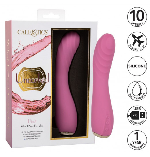 Розовый вибромассажер для стимуляции точки G Uncorked Pinot - 18,5 см. Розовый вибромассажер для стимуляции точки G Uncorked Pinot - 18,5 см.