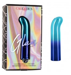 Голубой изогнутый мини-вибромассажер Glam G Vibe - 12 см.