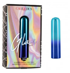 Голубой гладкий мини-вибромассажер Glam Vibe - 9 см.