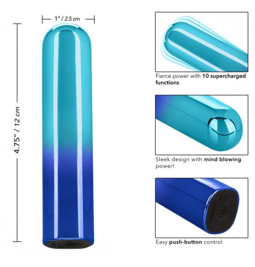 Голубой гладкий мини-вибромассажер Glam Vibe - 9 см.