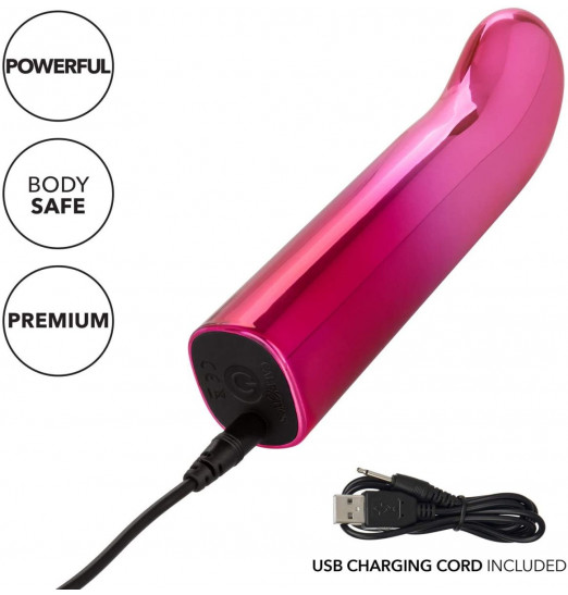 Розовый изогнутый мини-вибромассажер Glam G Vibe - 12 см.