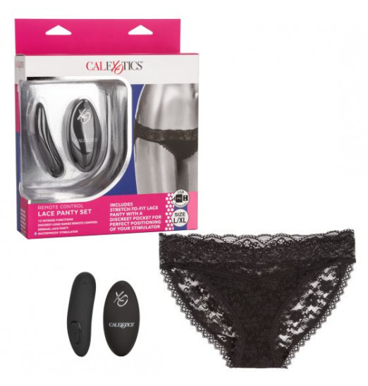 Черные кружевные трусики с вибромассажером Remote Control Panty Set L/XL