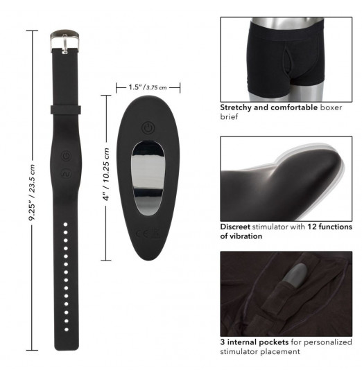 Черные трусы-боксеры с вибромассажером Remote Control Panty Set L/XL