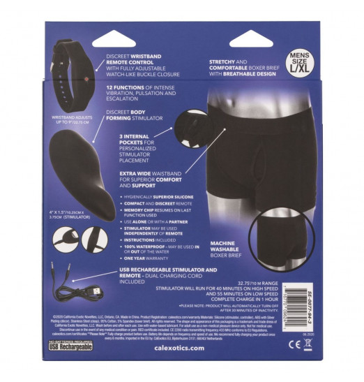 Черные трусы-боксеры с вибромассажером Remote Control Panty Set L/XL