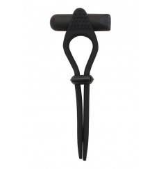 Черное вибролассо на пенис ADJUSTABLE COCKRING с утяжкой
