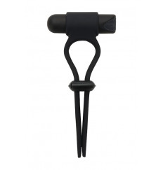 Черное вибролассо на пенис ADJUSTABLE COCKRING
