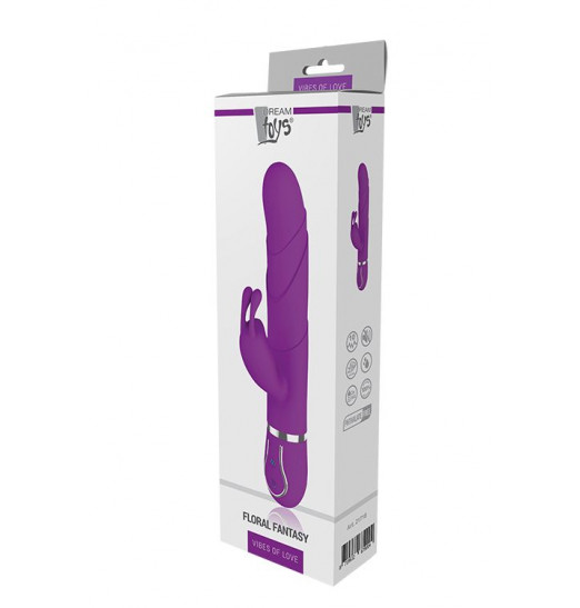 Фиолетовый вибратор-кролик FLORAL FANTASY с ушками - 22 см.