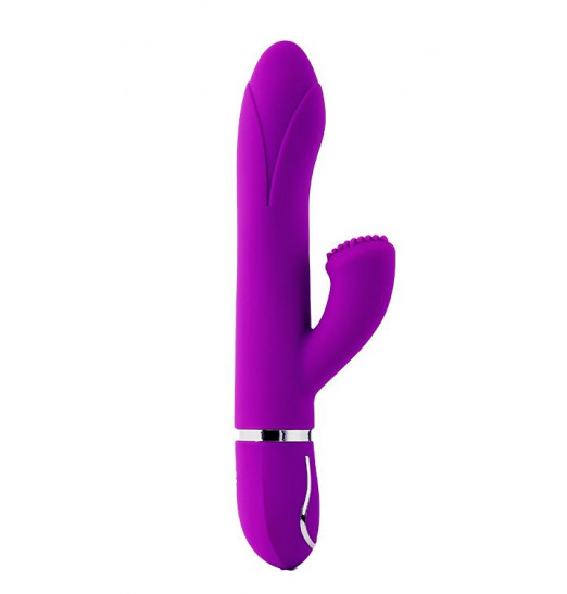 Фиолетовый вибратор-кролик TENDER TULIP с пупырышками - 22 см.