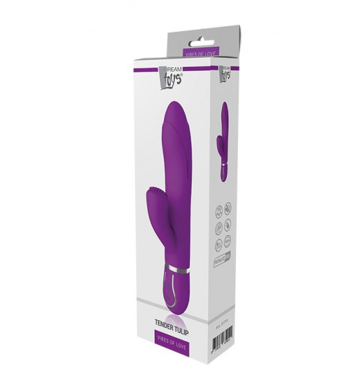 Фиолетовый вибратор-кролик TENDER TULIP с пупырышками - 22 см.