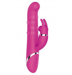 Розовый вибратор-кролик NAGHI NO.41 RECHARGEABLE DUO VIBRATOR - 24 см.