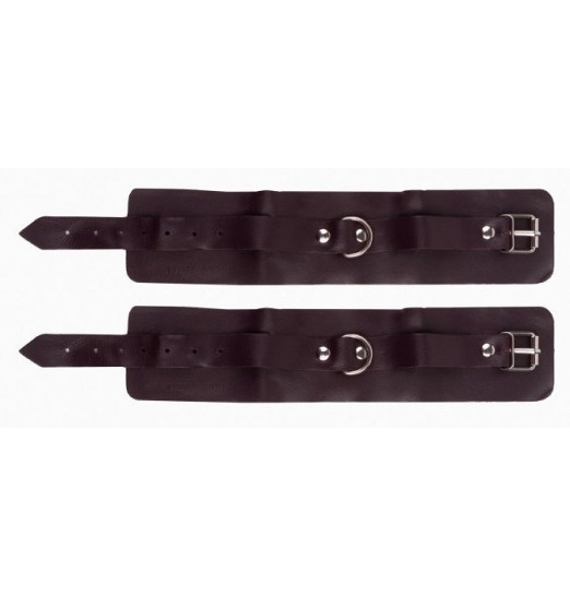 Бордовые наручники с фиксацией на двух карабинах Бордовые наручники с фиксацией на двух карабинах