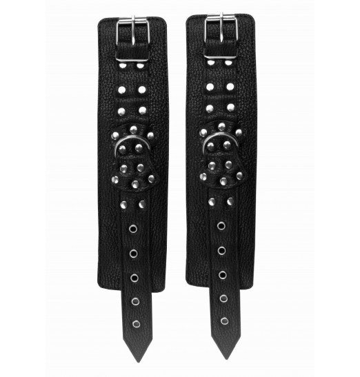 Черные наручники с фиксацией на двух карабинах Черные наручники с фиксацией на двух карабинах