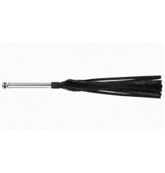 Черная многохвостая плеть с металлической ручкой - 44 см.