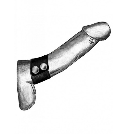 Черный ремень-утяжка на пенис на заклепках