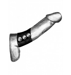 Широкое лассо-утяжка на пенис с металлическими кнопками