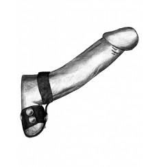 Черная утяжка на пенис и мошонку с кольцом