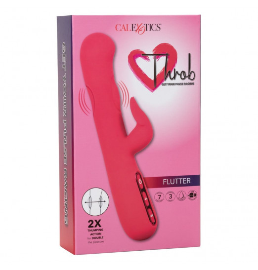 Розовый вибромассажер-кролик Throb Flutter - 21,5 см.