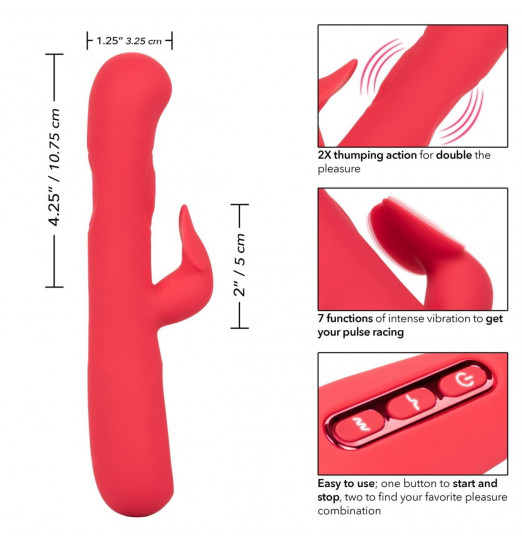 Розовый вибромассажер-кролик Throb Flutter - 21,5 см.