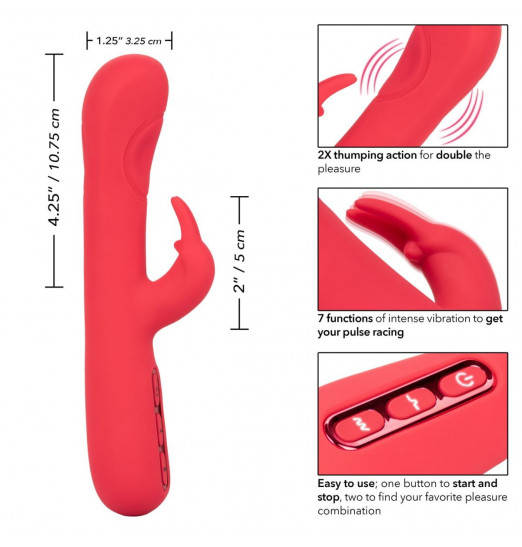 Розовый вибромассажер-кролик Throb Pulse - 21,5 см.
