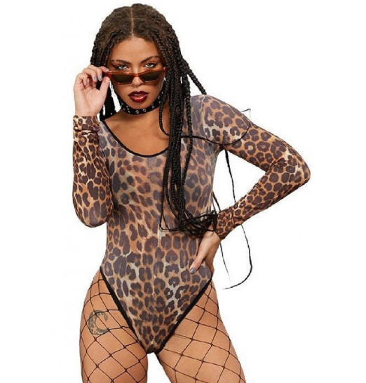 Леопардовое боди с длинным рукавом