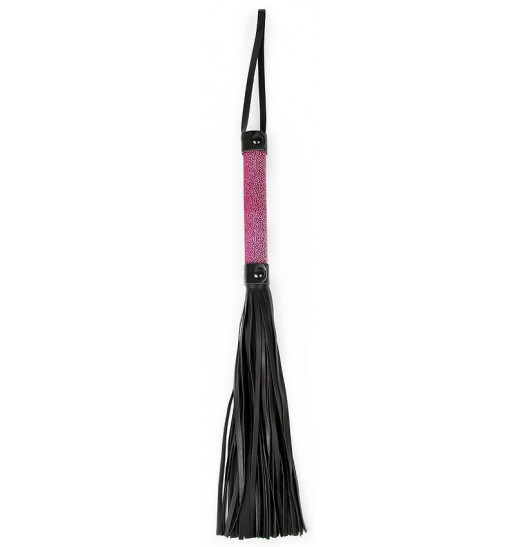 Черная плеть-флогер с розовой ручкой - 40 см.