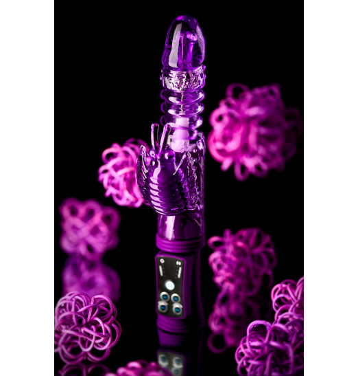 Фиолетовый вибратор-кролик на присоске - 23,5 см. Фиолетовый вибратор-кролик на присоске - 23,5 см.