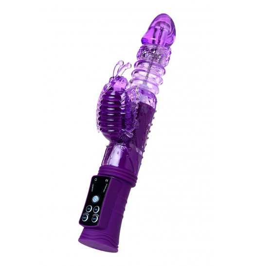 Фиолетовый вибратор-кролик на присоске - 23,5 см.