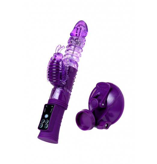 Фиолетовый вибратор-кролик на присоске - 23,5 см. Фиолетовый вибратор-кролик на присоске - 23,5 см.