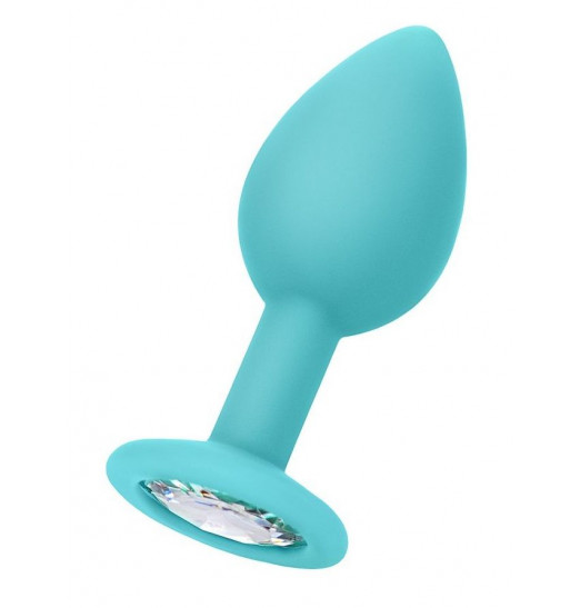 Мятная анальная пробка с прозрачным кристаллом - 7,3 см.