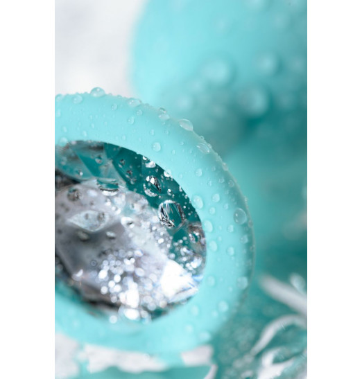 Мятная анальная пробка с прозрачным кристаллом - 7,3 см.