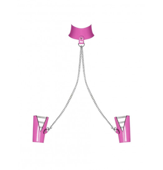 Розовый чокер Lollypopy в комплекте с наручниками