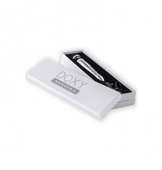 Серебристый вибратор Doxy Number 3 - 28 см.