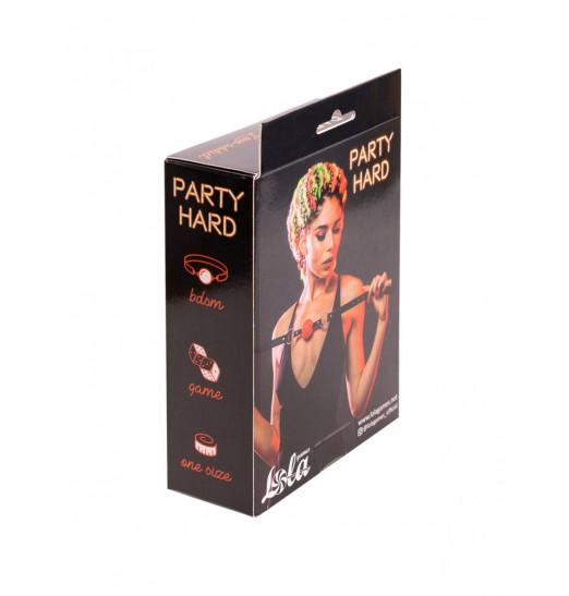 Красный кляп-шар Love Addict на черных ремнях