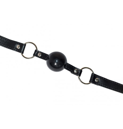 Черный кляп-шар на ремешках с замком Sequin