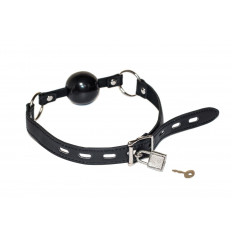 Черный кляп-шар на ремешках с замком Sequin